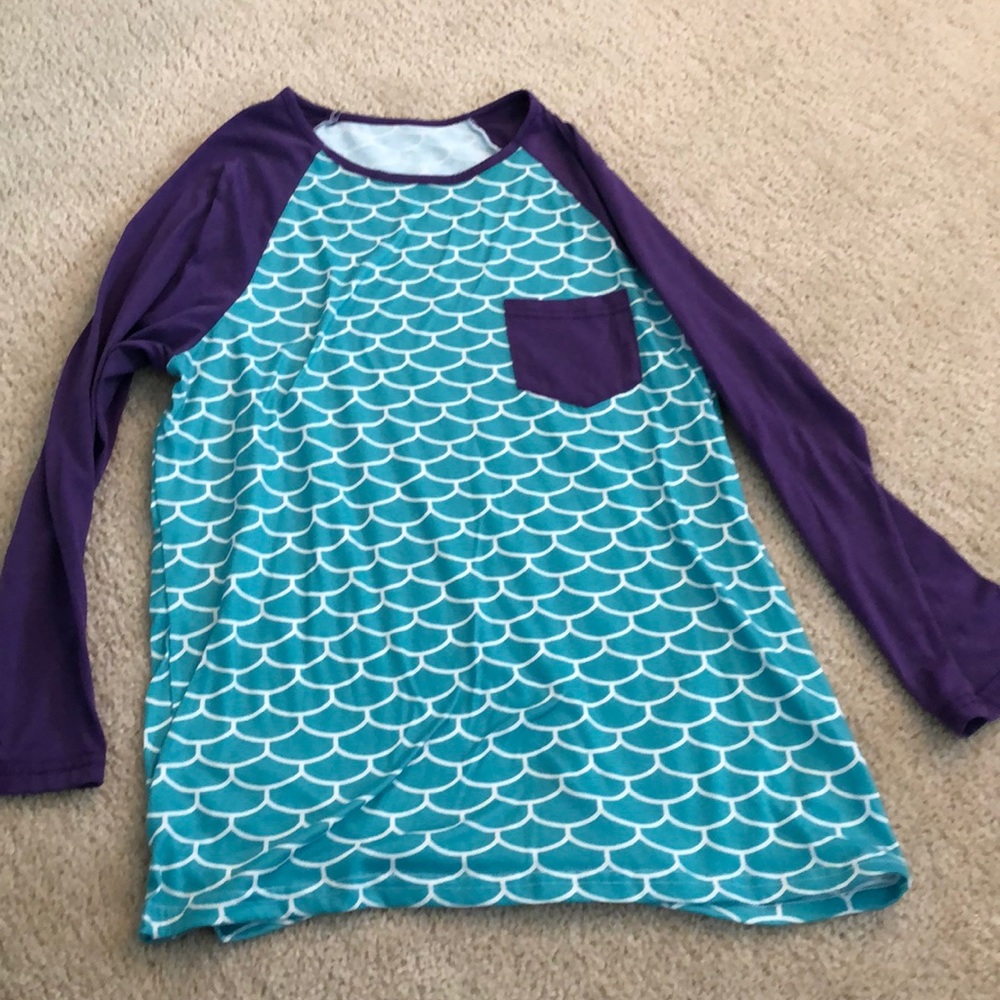 Purple and teal pattern 3/4 sleeve